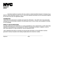 Pedicab Business License Application Affirmation - New York City, Page 2