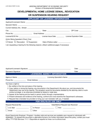 Document preview: Form LCR-1063A Developmental Home License Denial, Revocation or Suspension Hearing Request - Arizona