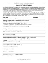Document preview: Form CCA-1200A About Me Questionnaire - Arizona