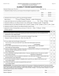 Form UB-010 Eligibility Review Questionnaire - Arizona, Page 2