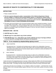 Document preview: Form AD904A Waiver of Rights to Confidentiality for Siblings - California