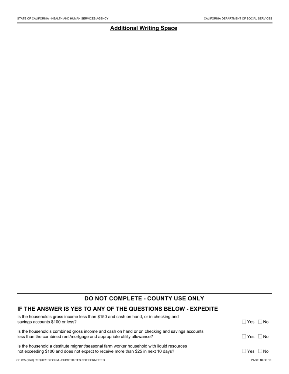 Form CF285 Application for CalFresh Benefits - California, Page 18