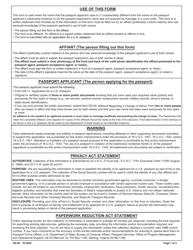 Document preview: Form DS-60 Affidavit Regarding a Change of Name