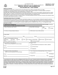 Form DS-1622 &quot;Medical History and Examination for Children Age 11 and Younger&quot;