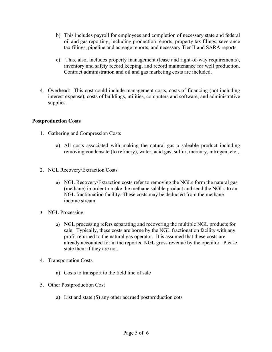Instructions for Oil  Gas Operating Survey Form - West Virginia, Page 5
