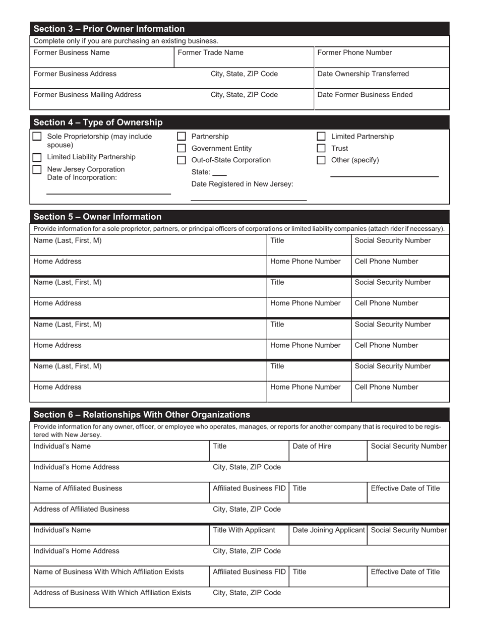 Form VB-R Application for Vapor Business License - New Jersey, Page 2