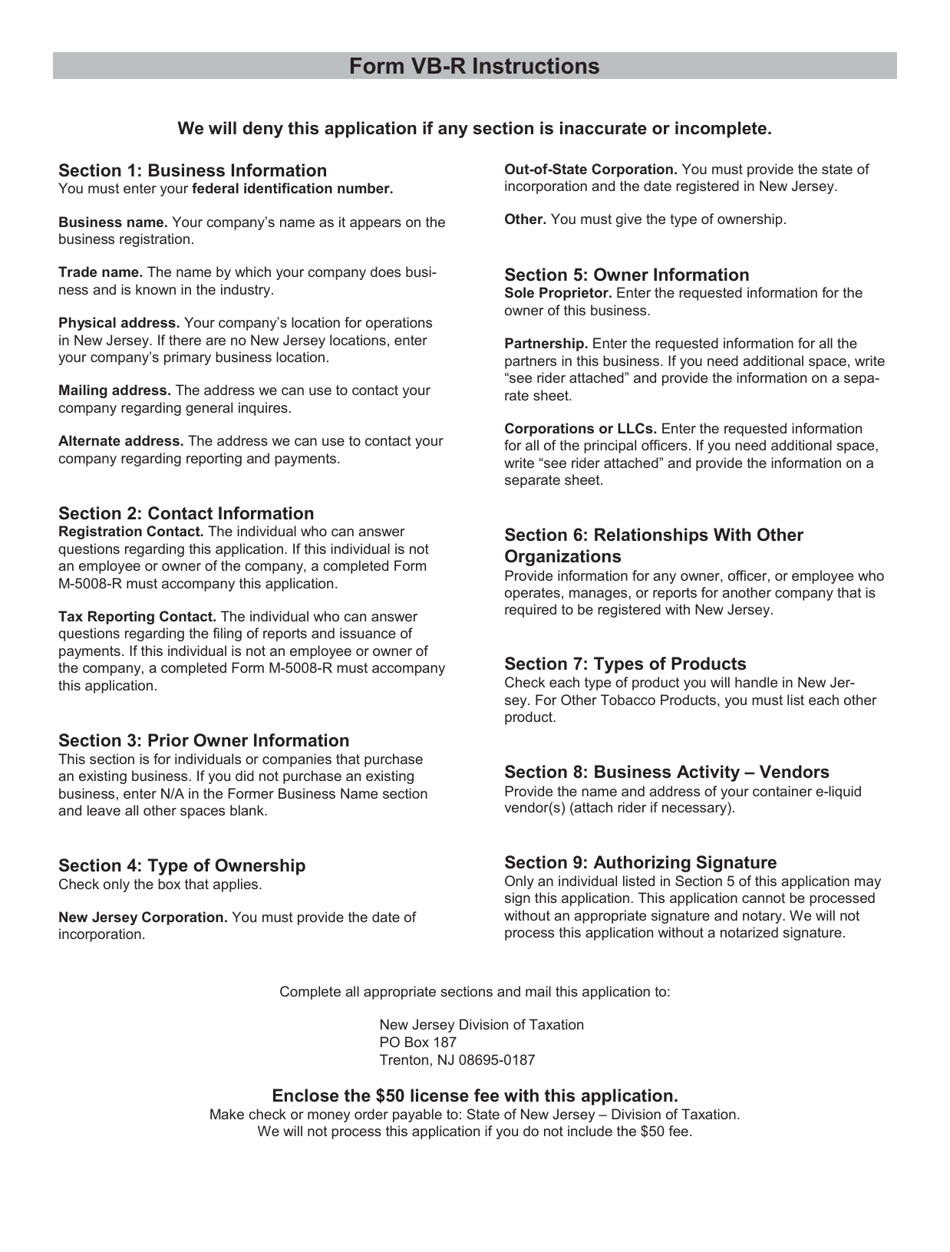 Form VB-R Application for Vapor Business License - New Jersey, Page 4