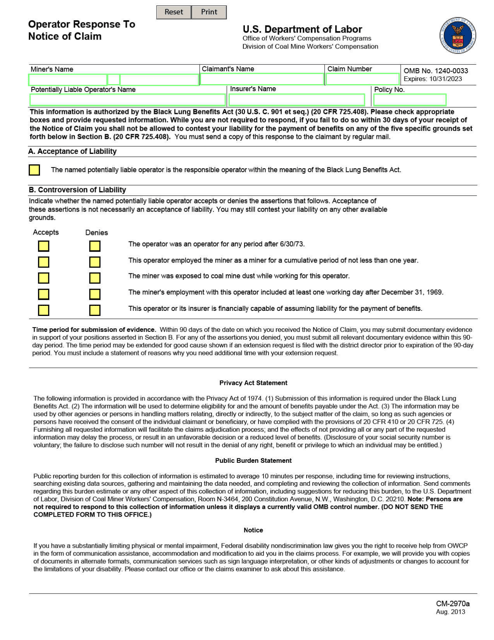 Form CM-2970A  Printable Pdf