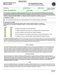 Form CM-2970A Operator Response to Notice of Claim