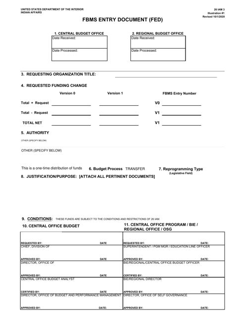 Form 26 IAM 3 Fbms Entry Document (Fed)