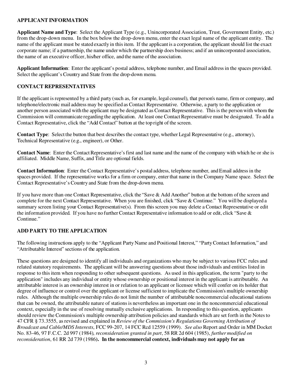 Instructions for FCC Form 2100 Schedule 318 Lower Power Fm Station Construction Permit Application, Page 3