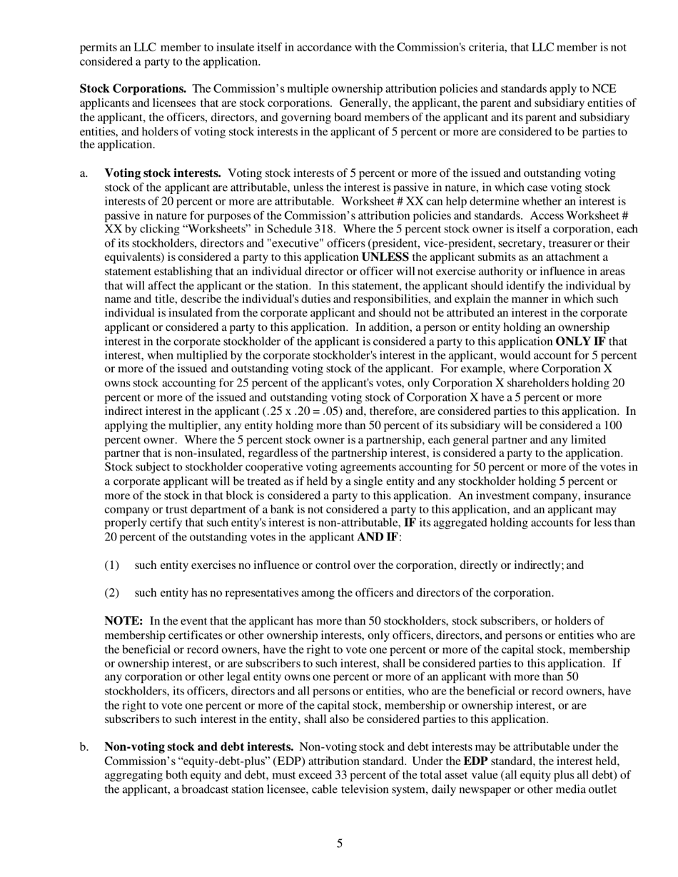 Instructions for FCC Form 2100 Schedule 318 Lower Power Fm Station Construction Permit Application, Page 5