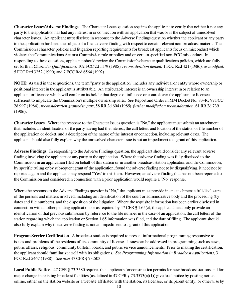 Instructions for FCC Form 2100 Schedule 340 Noncommercial Educational Reserved Channel Construction Permit Application, Page 10