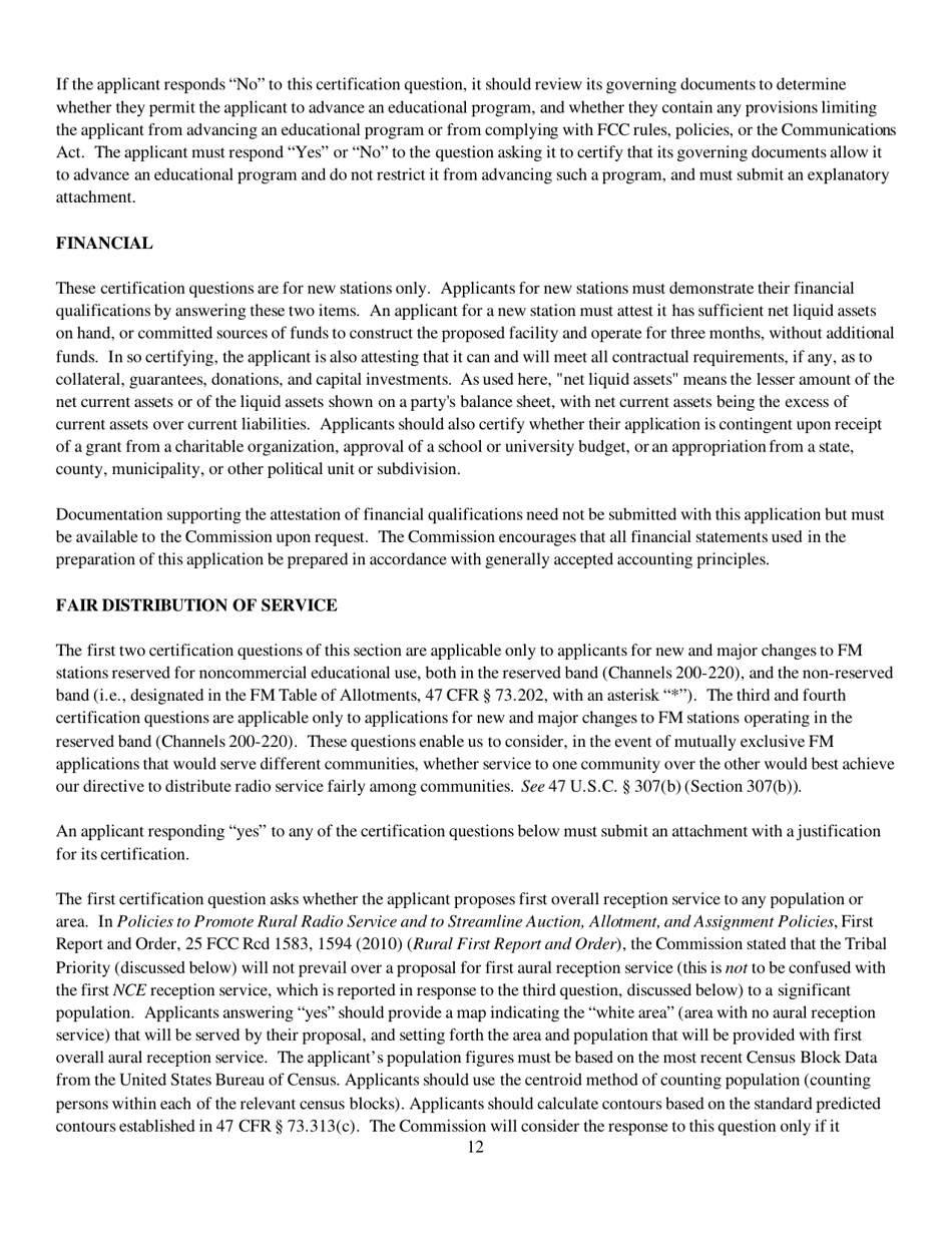 Instructions for FCC Form 2100 Schedule 340 Noncommercial Educational Reserved Channel Construction Permit Application, Page 12