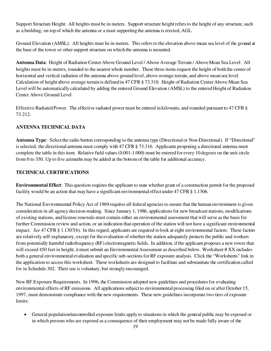 Instructions for FCC Form 2100 Schedule 340 Noncommercial Educational Reserved Channel Construction Permit Application, Page 19