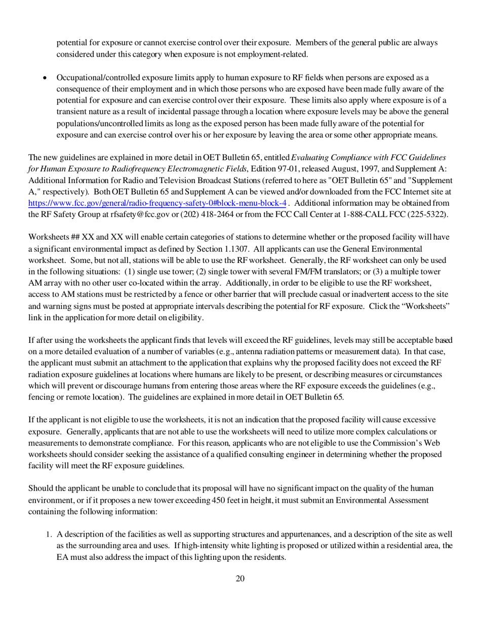Instructions for FCC Form 2100 Schedule 340 Noncommercial Educational Reserved Channel Construction Permit Application, Page 20