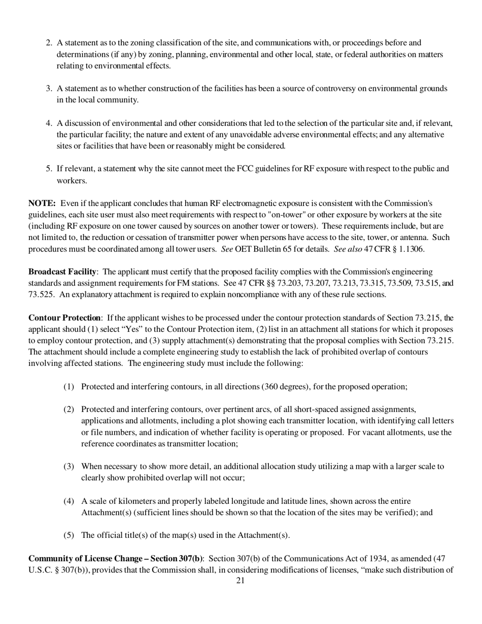 Instructions for FCC Form 2100 Schedule 340 Noncommercial Educational Reserved Channel Construction Permit Application, Page 21