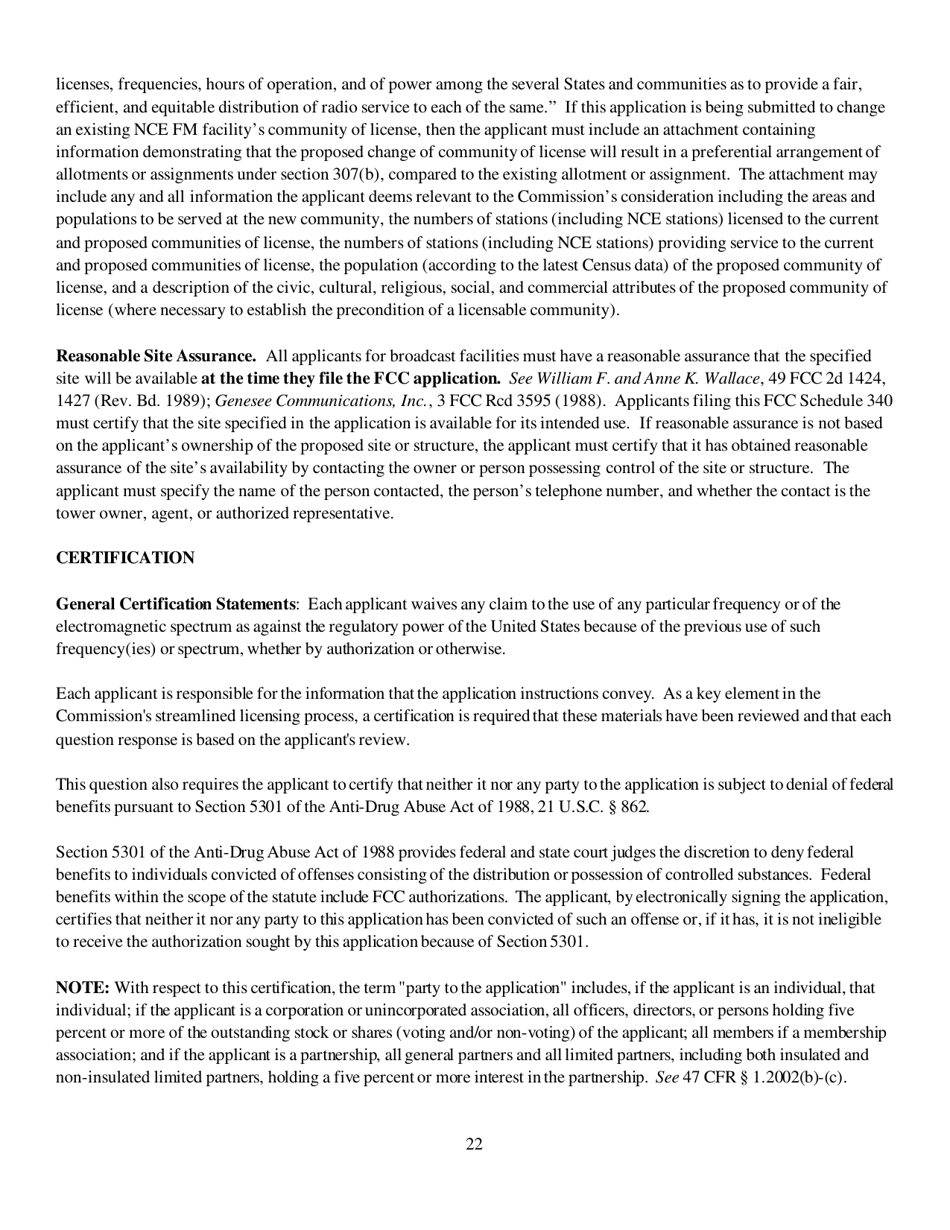 Instructions for FCC Form 2100 Schedule 340 Noncommercial Educational Reserved Channel Construction Permit Application, Page 22
