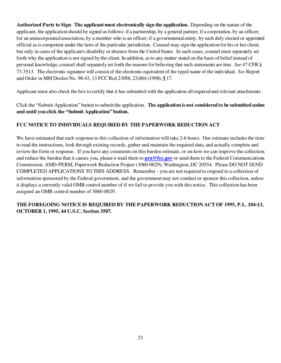 Instructions for FCC Form 2100 Schedule 340 Noncommercial Educational Reserved Channel Construction Permit Application, Page 23