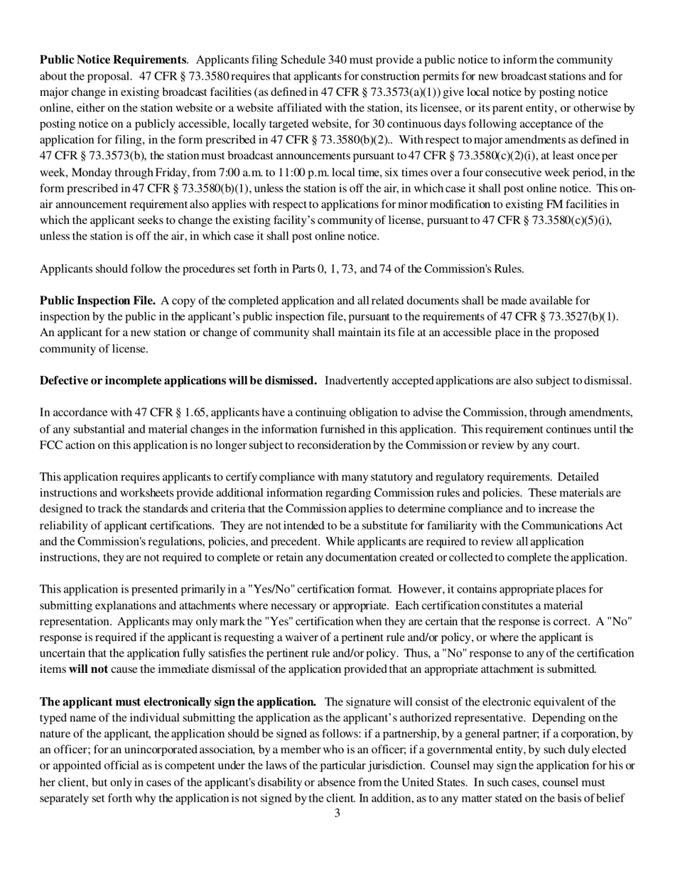 Instructions for FCC Form 2100 Schedule 340 Noncommercial Educational Reserved Channel Construction Permit Application, Page 3