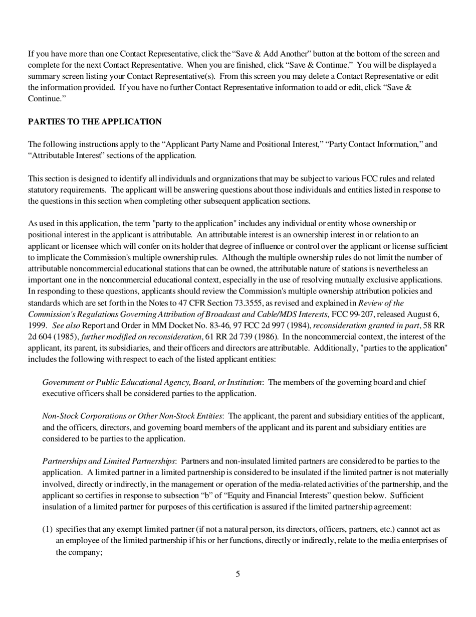 Instructions for FCC Form 2100 Schedule 340 Noncommercial Educational Reserved Channel Construction Permit Application, Page 5