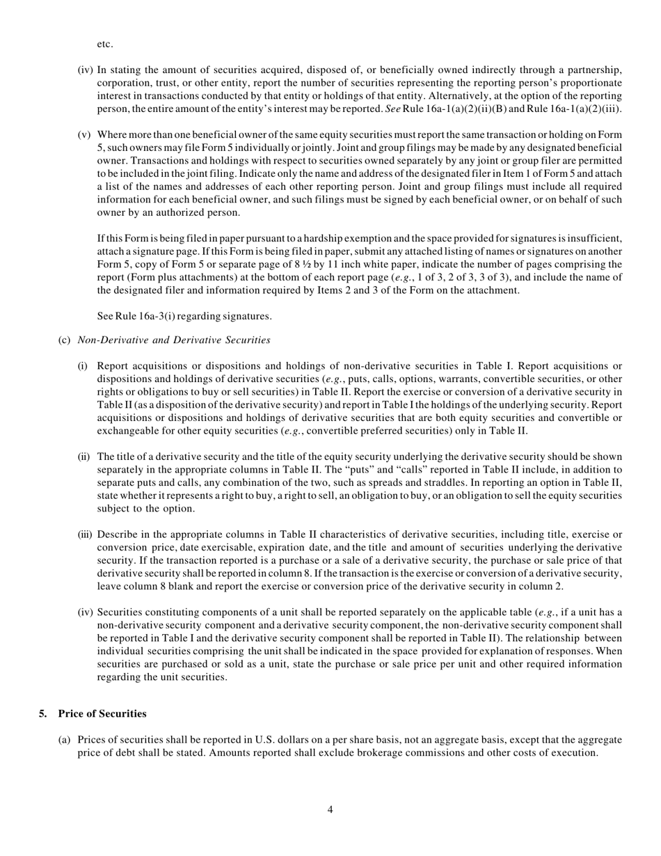 Download Instructions for Form 5, SEC Form 2270 Annual Statement of