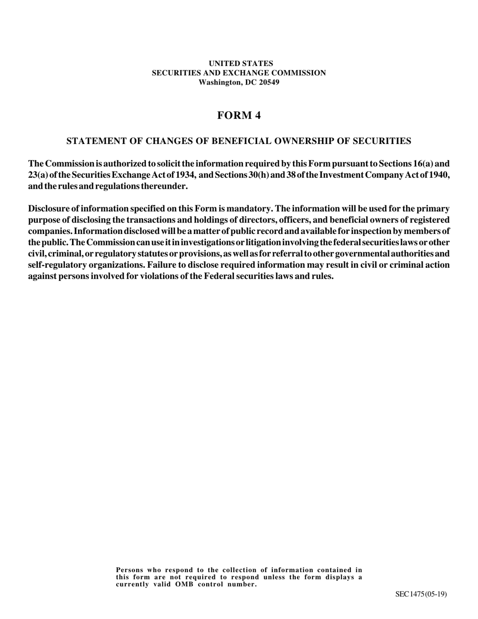Instructions for SEC Form 1474, 4 Statement of Changes in Beneficial Ownership, Page 1