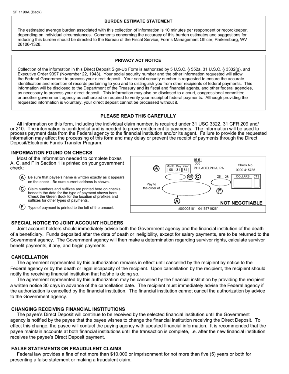 Form Sf 1199a Fill Out Sign Online And Download Fillable Pdf Templateroller 3929