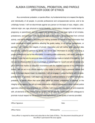 Document preview: Alaska Correctional, Probation, and Parole Officer Code of Ethics - Alaska