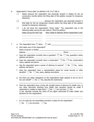 Form PG-104 Petition for Appointment of a Conservator for an Adult - Alaska, Page 2