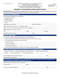 Document preview: Form LCR-1030A Request to Withdraw Hcbs Certification - Arizona