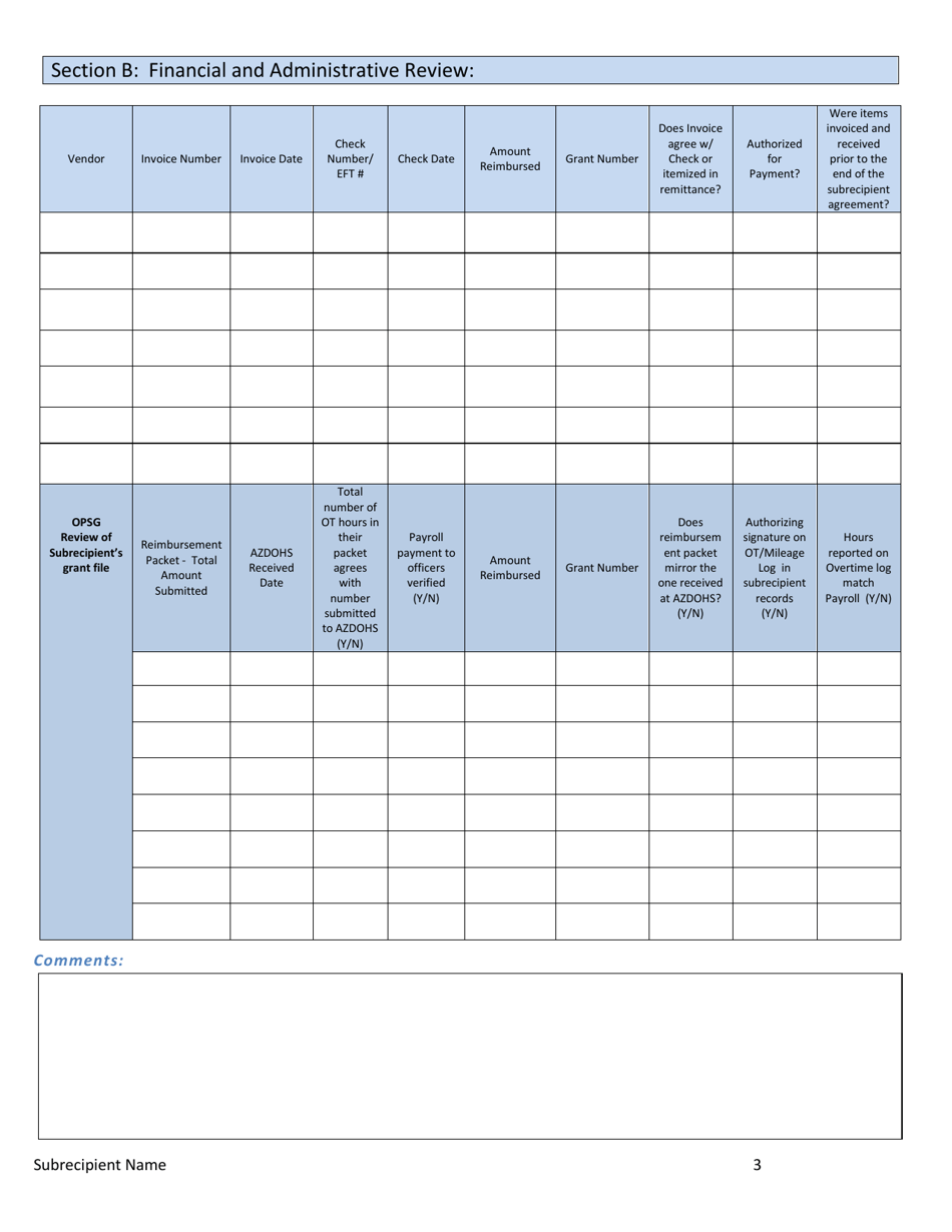 Azdohs Site Monitoring Form - Arizona, Page 3