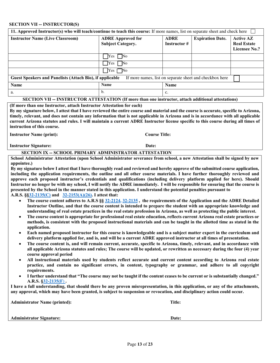 Form ED-102-CE / DL / HR / OPCW Continuing Education / Contract Writing Certificate of Course Approval Application - Classroom / Distance Learning / Host Remote Live Streaming - Arizona, Page 13