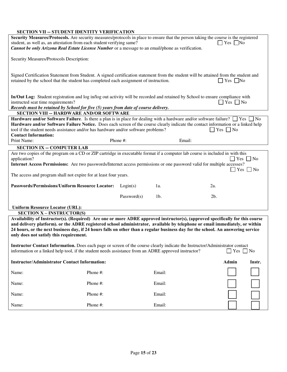 Form ED-102-CE / DL / HR / OPCW Continuing Education / Contract Writing Certificate of Course Approval Application - Classroom / Distance Learning / Host Remote Live Streaming - Arizona, Page 15