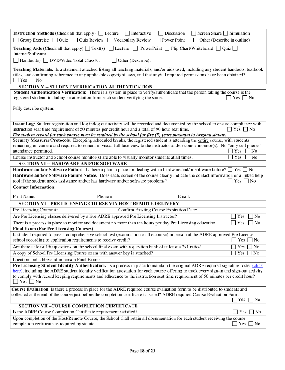 Form ED-102-CE / DL / HR / OPCW Continuing Education / Contract Writing Certificate of Course Approval Application - Classroom / Distance Learning / Host Remote Live Streaming - Arizona, Page 18
