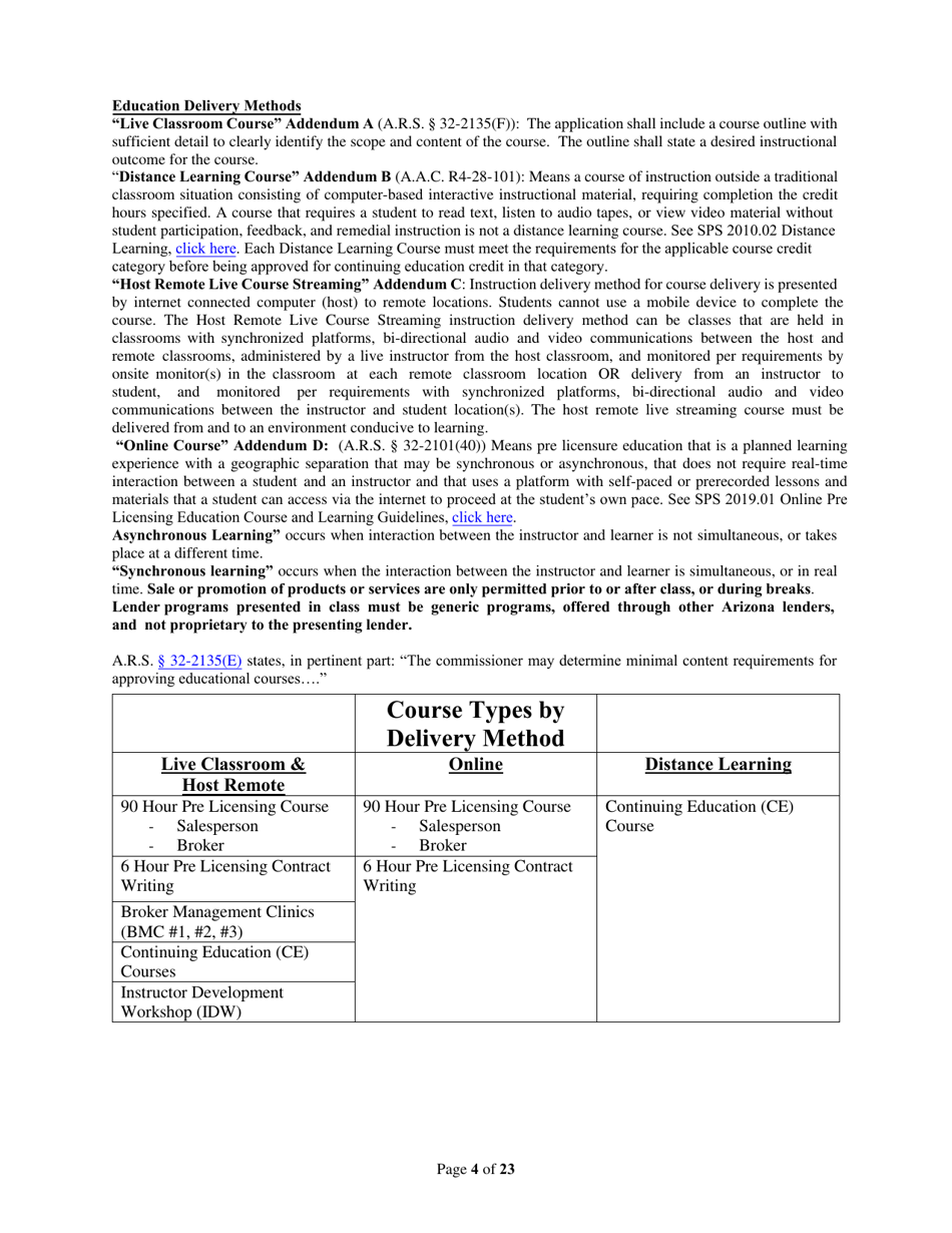 Form ED-102-CE / DL / HR / OPCW Continuing Education / Contract Writing Certificate of Course Approval Application - Classroom / Distance Learning / Host Remote Live Streaming - Arizona, Page 4
