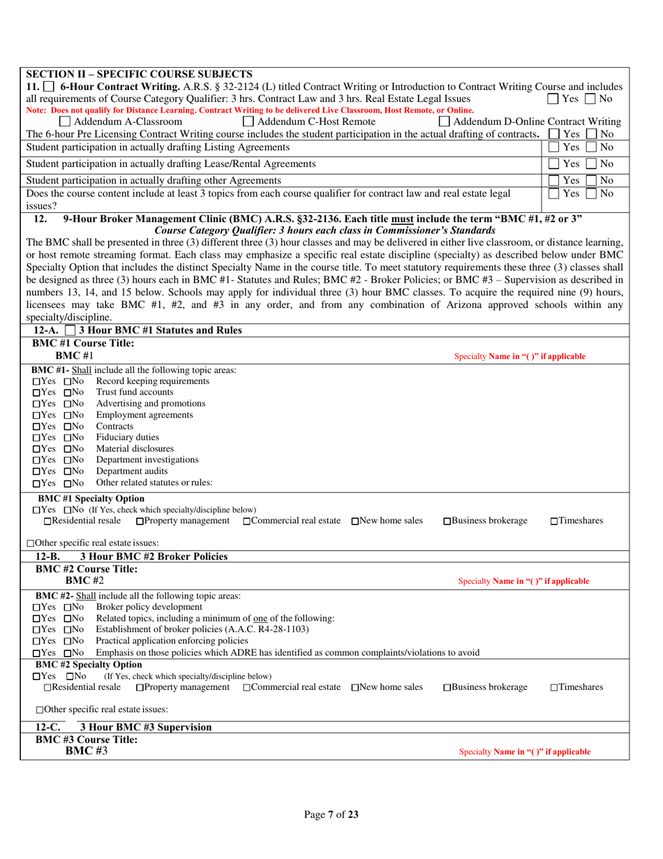 Form ED-102-CE / DL / HR / OPCW Continuing Education / Contract Writing Certificate of Course Approval Application - Classroom / Distance Learning / Host Remote Live Streaming - Arizona, Page 7