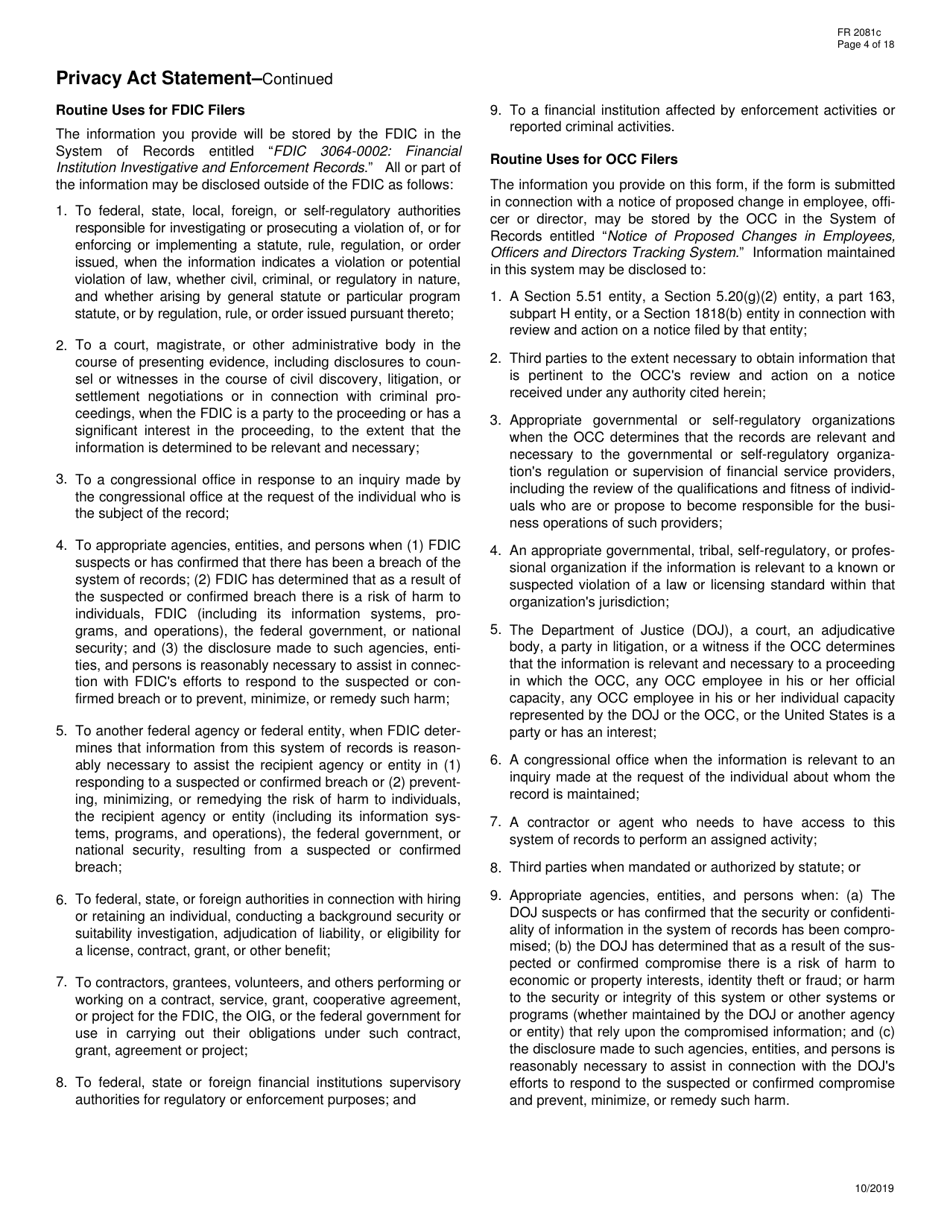 Form FR2081C Interagency Biographical and Financial Report, Page 4