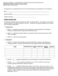 Form DFPI-1815 Premium Finance Agency Application - California, Page 2