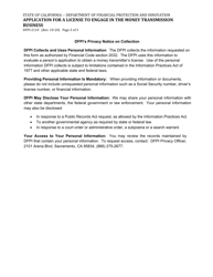Form DFPI-2110 Application for a License to Engage in the Money Transmission Business - California, Page 3