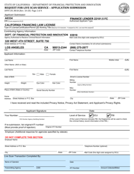 Form DFPI-CFL8018 Request for Live Scan Service - Application Submission - California, Page 2