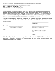 Form DFPI-CFL1423 Short Form Application for a License Under the California Financing Law - California, Page 9
