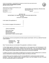 Form DFPI-CSCL104 &quot;Application for Business License&quot; - California