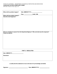 Form DFPI-EEO139 Language Access Complaint Form - California, Page 2