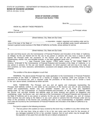 Document preview: Form DFPI-EL303 Bond of Escrow Licensee - California