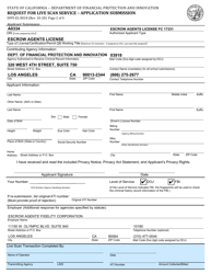 Form DFPI-EL8018 Request for Live Scan Service - Application Submission - California, Page 2