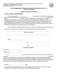 Form DFPI-EL805 Consent to Service of Process - California