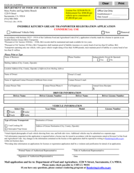 Document preview: Form 79-012A(2) Inedible Kitchen Grease Transporter Registration Application (Commercial Use) - California