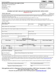 Document preview: Form 79-012(A)(1) Inedible Kitchen Grease Transporter Registration Application - Personal Use - California