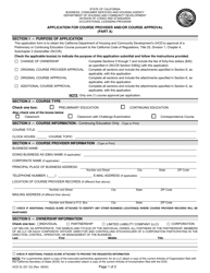 Form HCD OL ED122 Part A Application for Course Provider and/or Course Approval - California